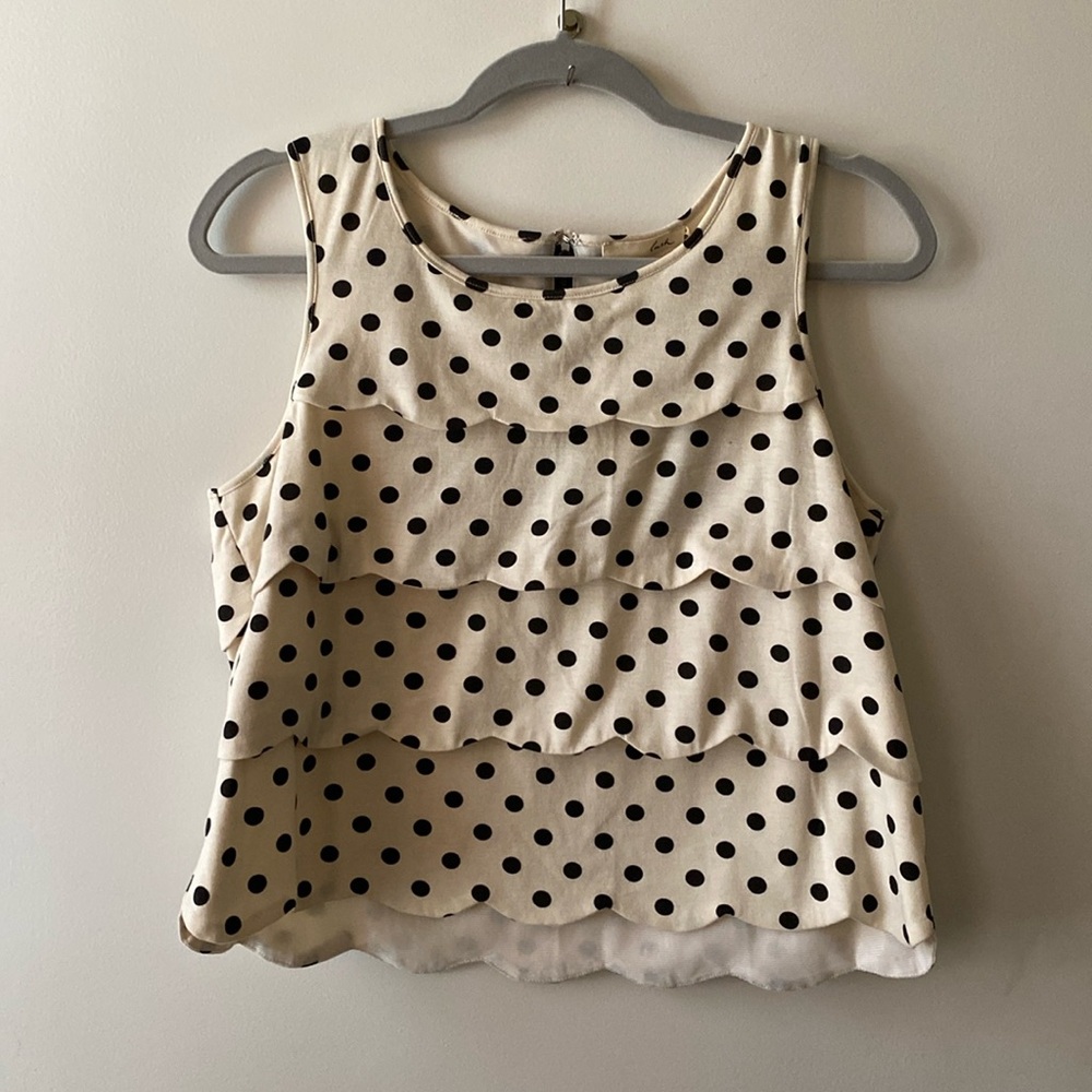 Lush / ModCloth Tiered Polka Dot Cropped Tank Top